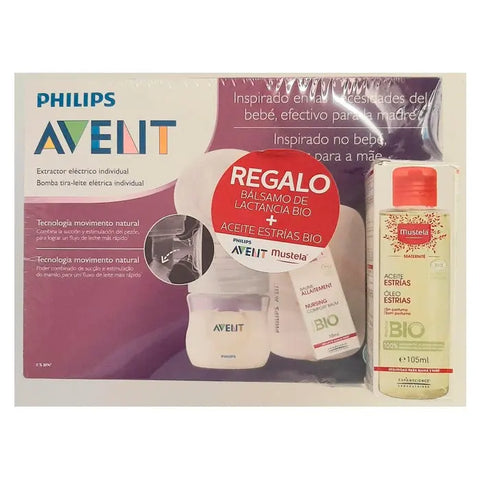 Jag Couture London electric Avent Comfort breast pump with free Mustela organic breastfeeding balm and anti-stretch mark oil.