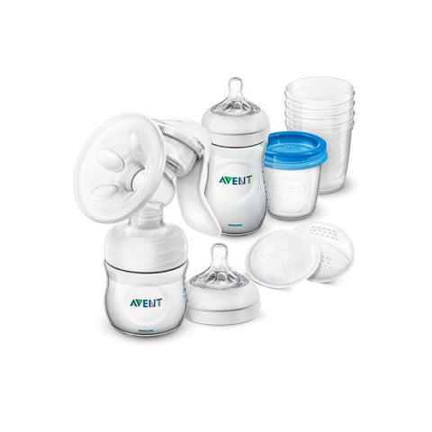 Avent manual breast pump gift set from Jag Couture London and New York, including breast pump and accessories on a white background.