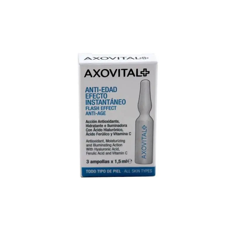 Jag Couture London - New York Axovital Avoxital Flash Ampoules 3x 1.5ml, skincare treatment in small glass ampoules, clear liquid inside