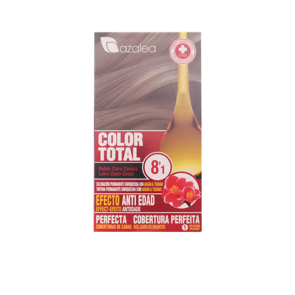 Jag Couture London Ash Light Blond Azalea Color Total 8.1 hair dye in a bottle, showcasing vibrant light blonde shade.