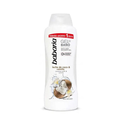 Jag Couture London Babaria Coconut Milk and Vanilla Shower Gel 1000ml bottle with label and pump dispenser.