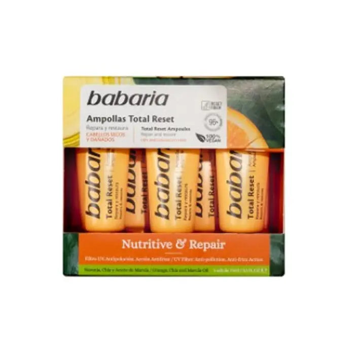Babaria Nutritive & Repair Total Reset Ampoules by Jag Couture London, 5x15ml, skincare treatment for nourishing and repairing hair.