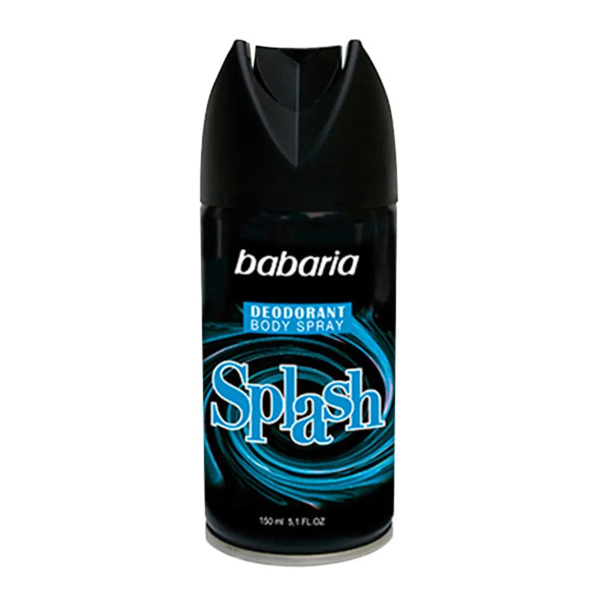 Babaria Splash deodorant spray 150ml with 50ml free, shown in a sleek bottle, from Jag Couture London New York.