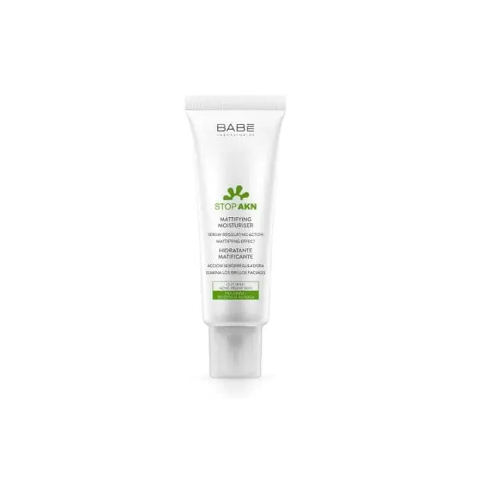 Jag Couture London Babe Stop Akn Mattifying Fluid 50ml bottle with sleek packaging and clear label for oily skin control.