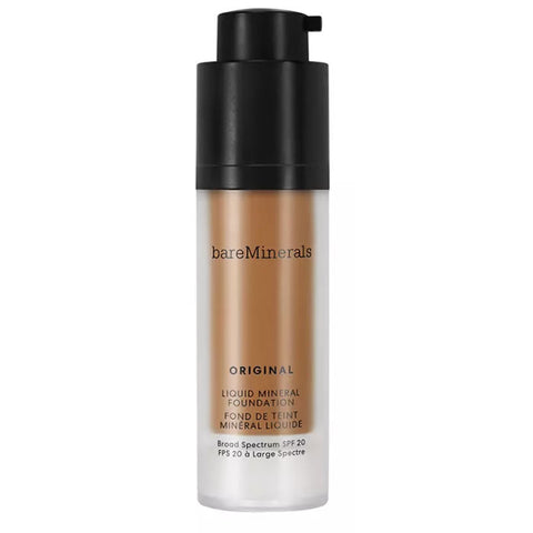 BareMinerals Original Liquid Foundation in 26 Warm Dark, 30ml bottle, displayed with sleek packaging from Jag Couture London - New York