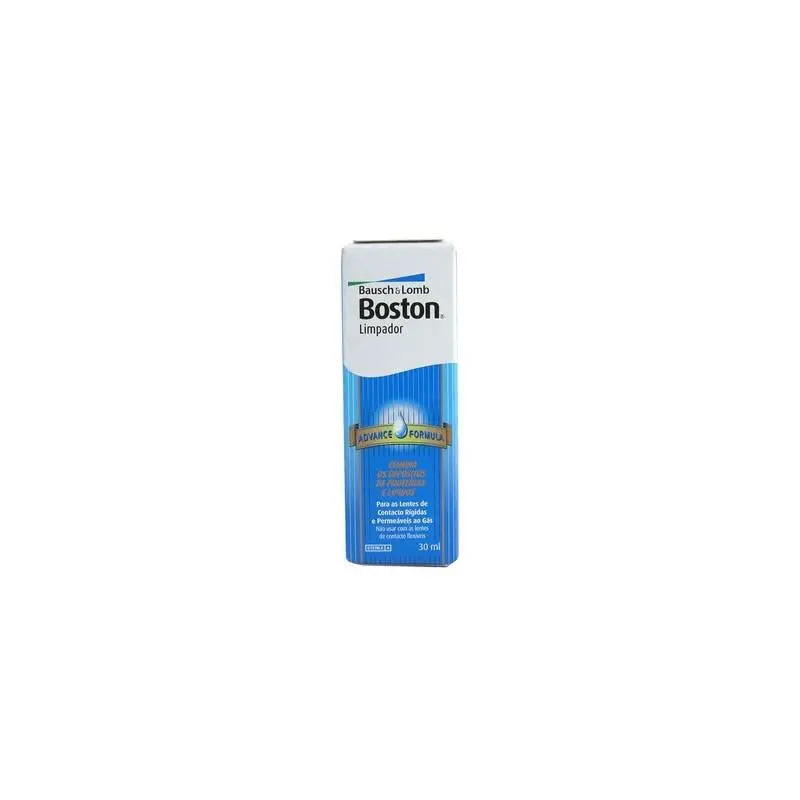 Bausch and Lomb Boston Lens Cleaner Advance 30ml bottle with clear label, used for contact lens cleaning and disinfecting.