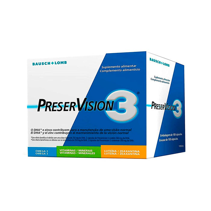 Bausch+lomb Preservision eye health capsules, 3-month supply with 180 capsules, featuring packaging with Jag Couture London - New York branding