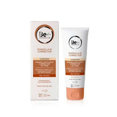 Jag Couture London Be+ Concealer Fluid Make-up SPF20 for dark skin, 40ml bottle with applicator and dark skin shade.