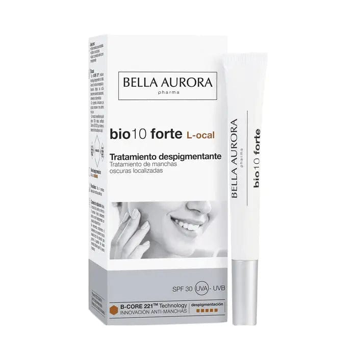 Bella Aurora Bio 10 Forte L-ocal SPF 30 skincare product in 9ml tube from Jag Couture London New York.