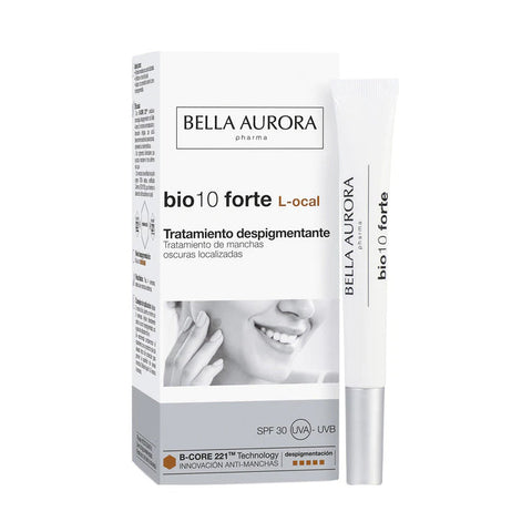 Bella Aurora Bio 10 Forte L-ocal SPF 30 facial serum in a 9ml bottle, from Jag Couture London New York.