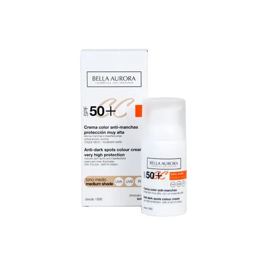 Bella Aurora CC Anti-Spot Cream Spf50 Medium Tone 30ml Jag Couture London - New York