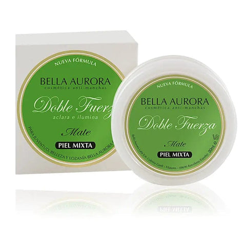 Bella Aurora Double Force Anti-Stain Cream for mixed skin, 30ml, with matte finish, by Jag Couture London New York.