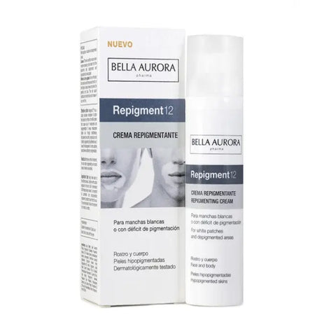 Bella Aurora Repigment12 repigmentation cream in a 75ml jar, designed for skin tone restoration, by Jag Couture London New York.