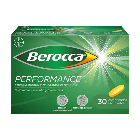 Jag Couture London - New York Berocca Performance 30 Tablets in blister pack, vitamin supplement for energy and alertness.