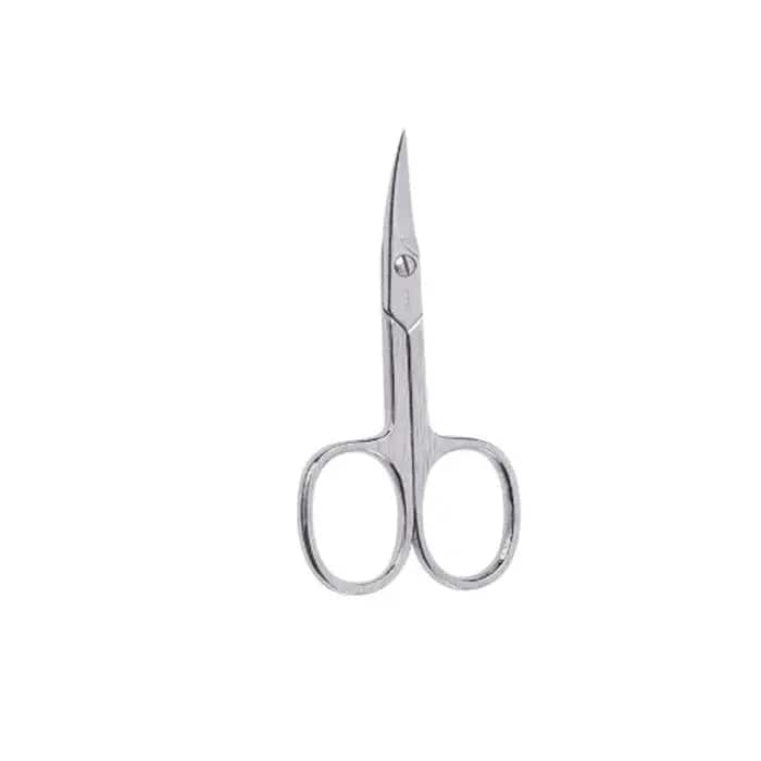 Chrome curved nail manicure scissors by Beter, designed for precise trimming of nails, featuring ergonomic handles for easy use.