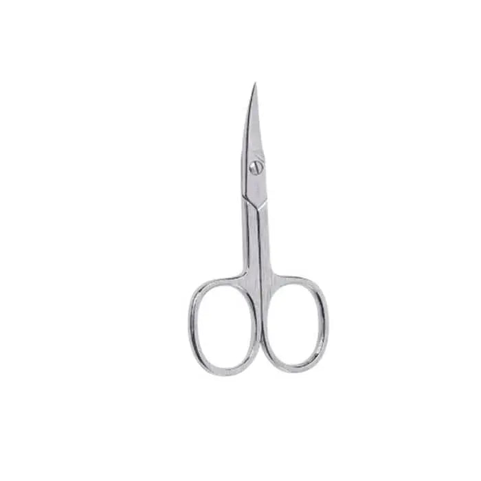 Chrome curved nail manicure scissors by Beter, featuring ergonomic design for precise grooming, from Jag Couture London New York.