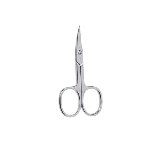 Jag Couture London New York Beter Chrome Curved Nail Manicure Scissors, close-up view of the professional grooming tool.