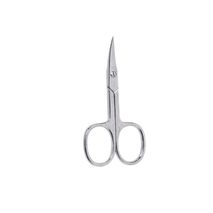 Chrome curved nail manicure scissors by Beter, designed for precise trimming of nails, with ergonomic handles for easy use.