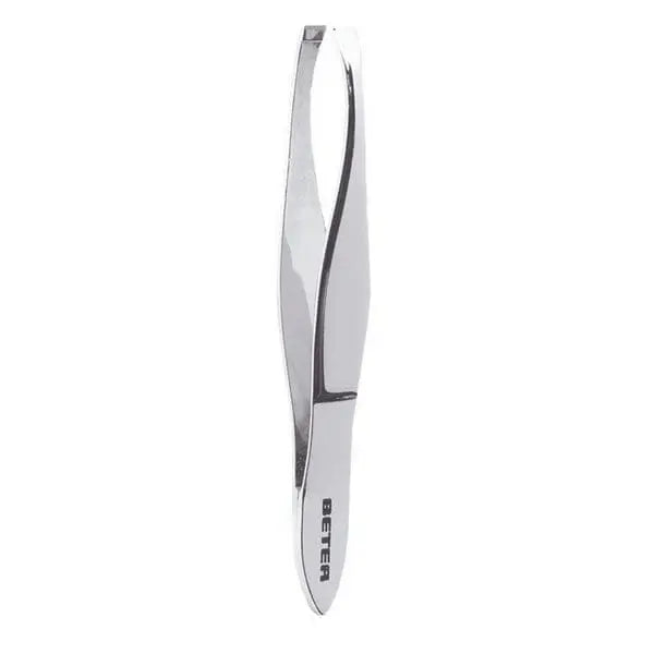 Jag Couture London New York Beter chrome-plated straight tip tweezers for precise hair and eyebrow grooming.