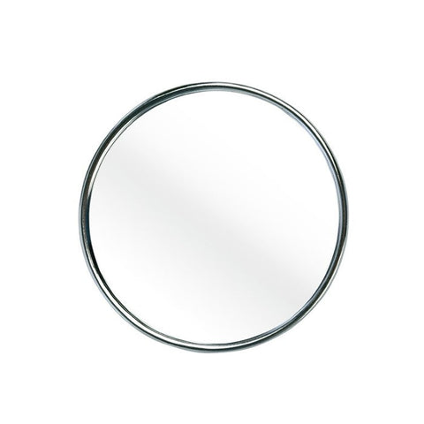 Chrome plated suction mirror by Jag Couture London New York, measuring 7.5cm, with a reflective surface and suction cup attachment.