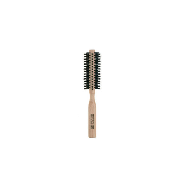 Jag Couture London round brush with mixed bristles and oak wood handle, 40mm diameter for styling and smoothing hair.
