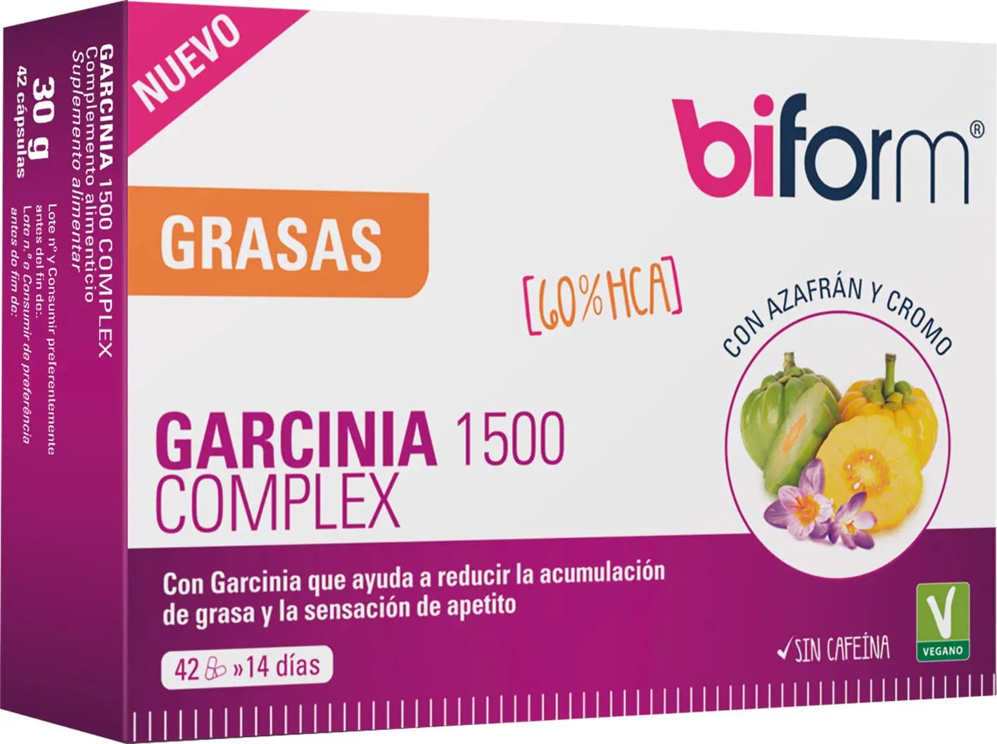 Biform Garcinia 1500 Complex supplement bottle with 42 capsules by Jag Couture London New York.