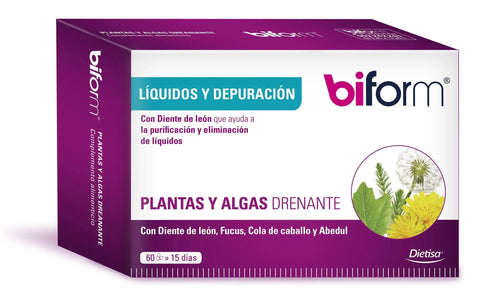 Biform Plantas y Algas supplement bottle by Jag Couture London New York, containing 60 capsules of herbal and algae formula.