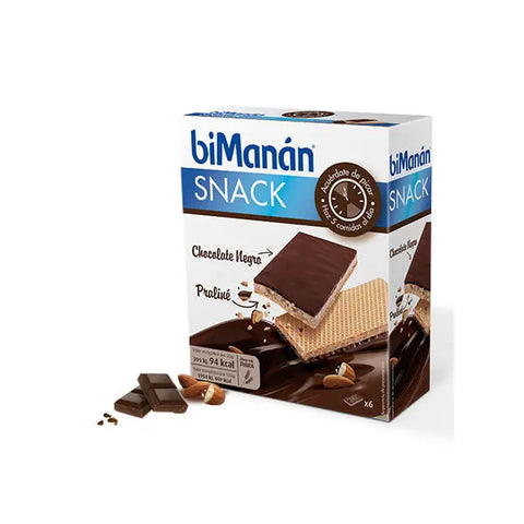 Bimanán dark chocolate and praline snack 120g from Jag Couture London New York, showing the chocolate and praline pieces in a package.
