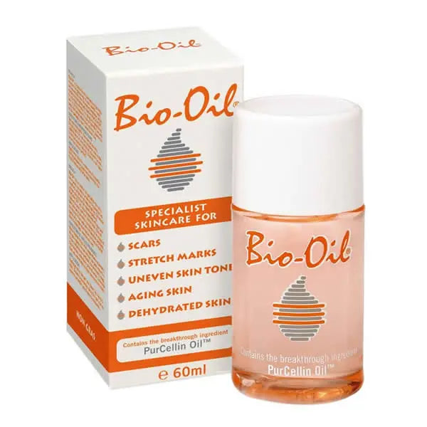 Bio-Oil for scars, stretch marks, and dehydrated skin in a 60ml bottle, displayed with the Jag Couture London - New York branding.