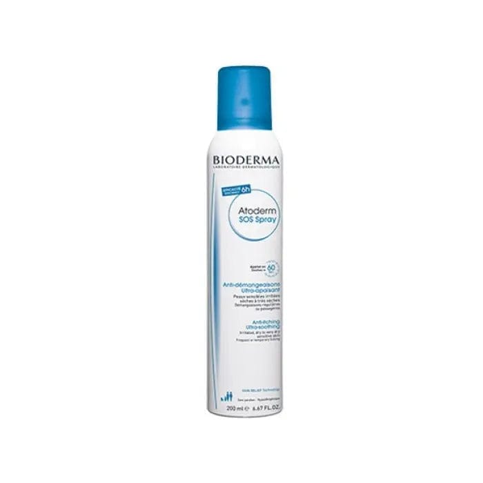 Bioderma Atoderm SOS Spray 200ml by Jag Couture London - New York, soothing skin spray with a pump nozzle and transparent bottle