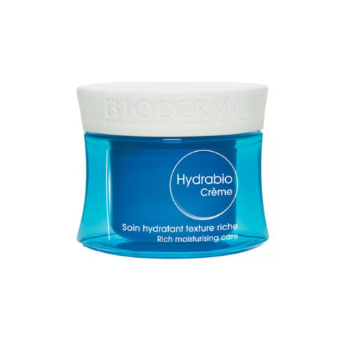 Bioderma Hydrabio Crème Rich moisturizing cream in 50ml jar, skincare product with rich hydrating formula.