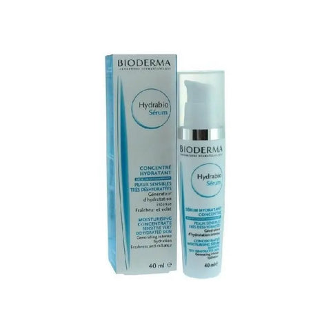 Bioderma Hydrabio Moisturising Concentrate for sensitive, very dehydrated skin in 40ml bottle, displayed with a clean skincare background.