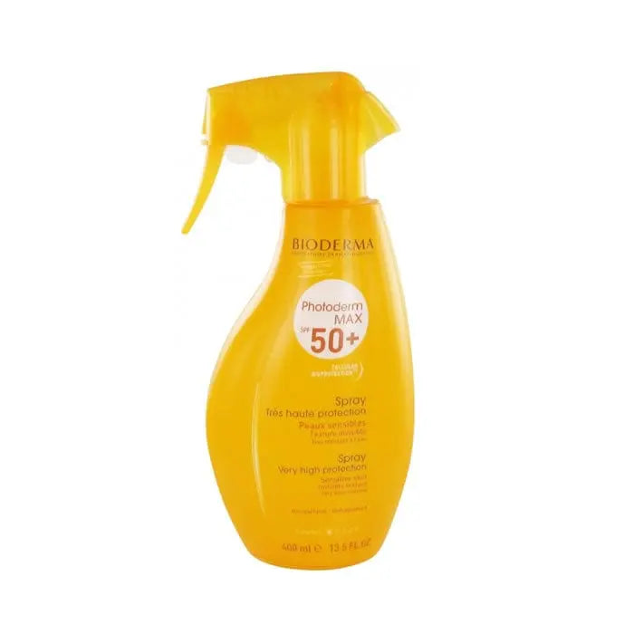 Bioderma Photoderm Max Spray SPF50+ 400ml, a sun protection spray from Jag Couture London New York, shown in the image.
