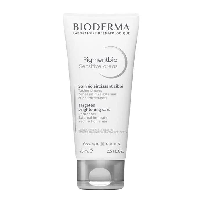 Bioderma Pigmentbio Sensitive Areas 75ml skincare product in a tube, designed for sensitive skin areas, by Jag Couture London New York