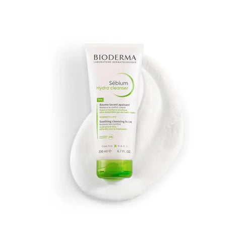 Bioderma Sebium Hydra Cleanser in 200ml bottle, designed for oily and acne-prone skin, with gentle foaming formula.