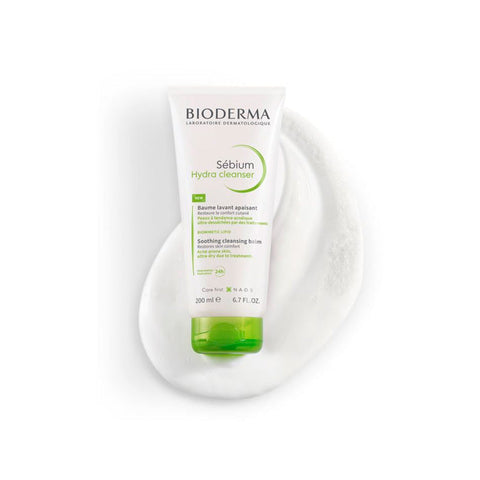Bioderma Sebium Hydra Cleanser 200ml bottle, gentle skincare product for oily and acne-prone skin, displayed on a clean background.