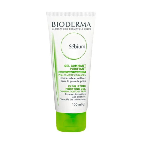 Bioderma Sebium Peeling-Gel in 100ml bottle, a gentle exfoliating gel for oily and acne-prone skin by Jag Couture London New York