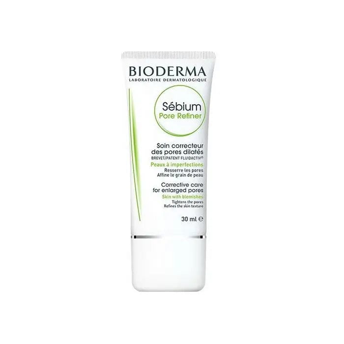 Bioderma Sébium Pore Refiner 30ml, a skincare product from Jag Couture London - New York, showing the tube with branding and product details.