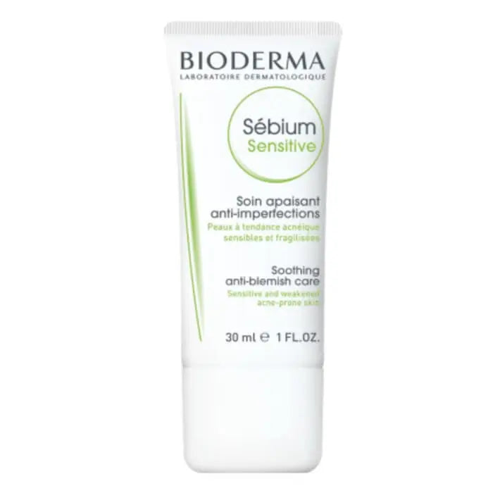 Bioderma Sébium Soothing Anti-Blemish Care 30ml jar, gentle skincare for blemish-prone skin, with brand label visible