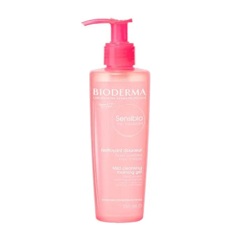Bioderma Sensibio Foaming Gel 200ml in a clear bottle with a pump, suitable for sensitive skin, by Jag Couture London New York