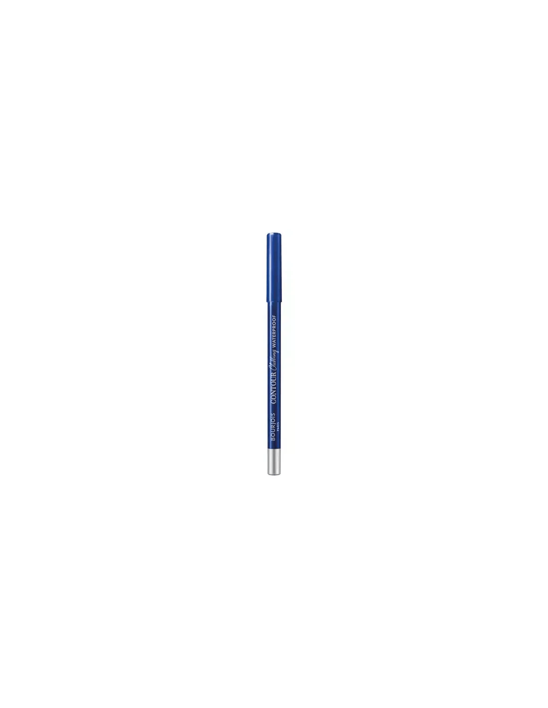Bourjois Contour Clubbing waterproof eye pencil in 046 Bleu Neon, featuring vibrant blue color and 1.2g size, displayed on white background.