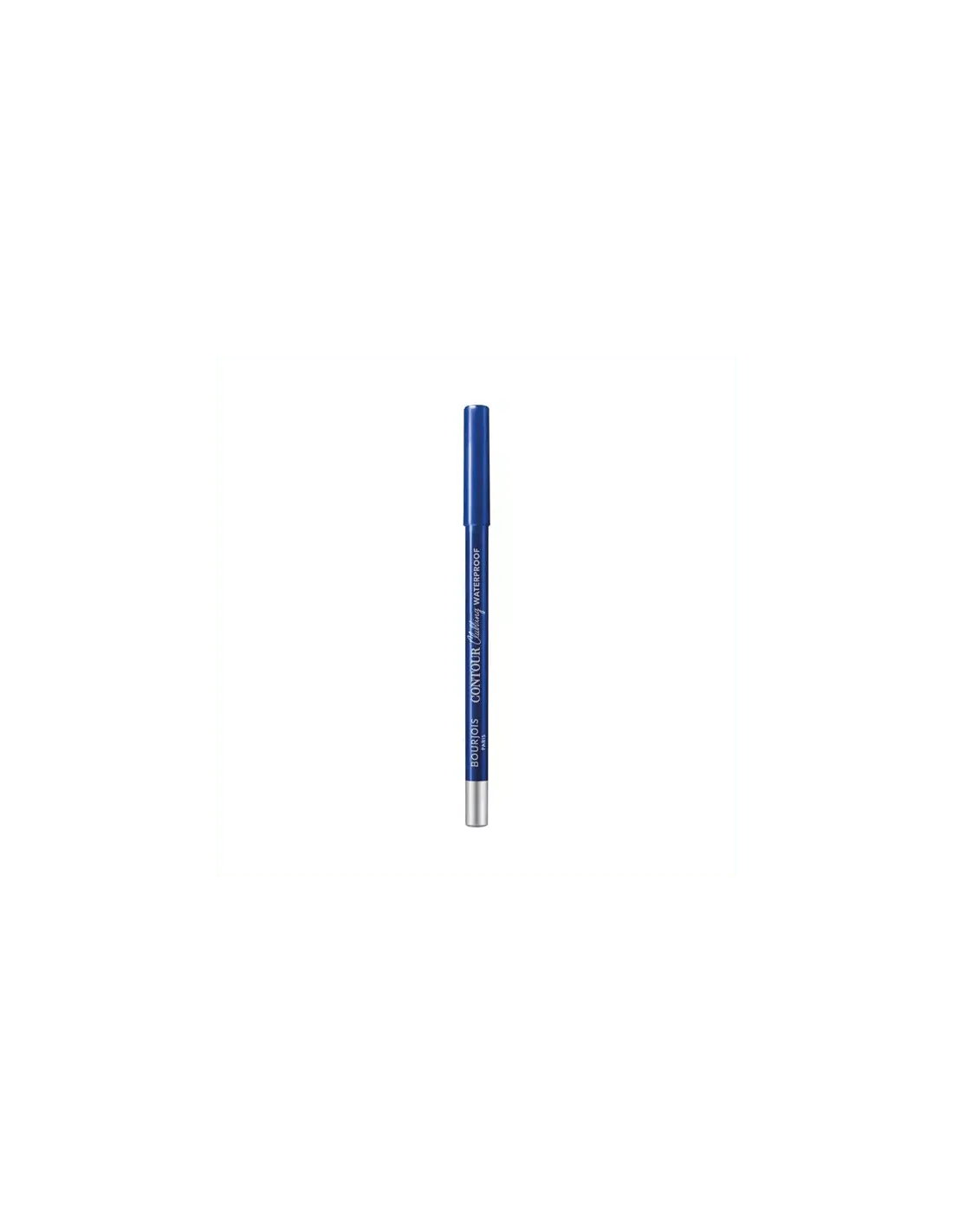 Bourjois Contour Clubbing Waterproof Eyeliner in 046 Bleu Neon, blue pencil with sharp tip and product packaging.