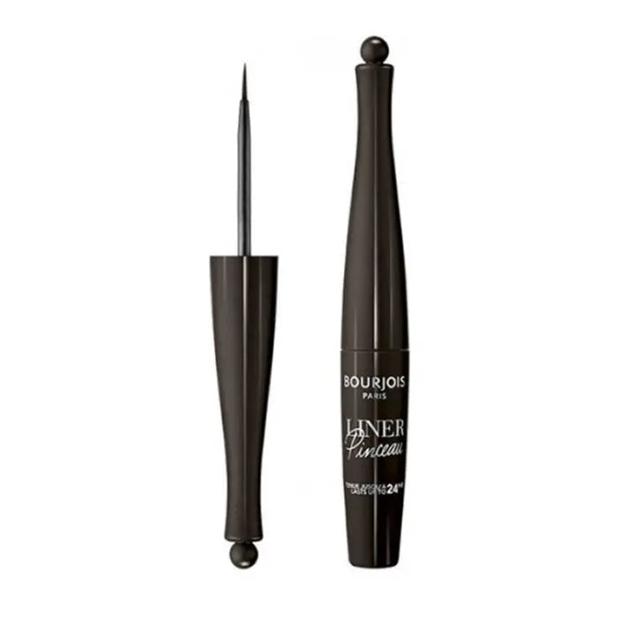 Bourjois waterproof eyeliner with brush tip in shade 002 Brun Impressionniste, 2.5ml, featuring sleek packaging and product details.