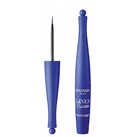 Bourjois waterproof eyeliner pinceau in Bleu Pop Art, 2.5ml, with a sleek brush tip for precise application.
