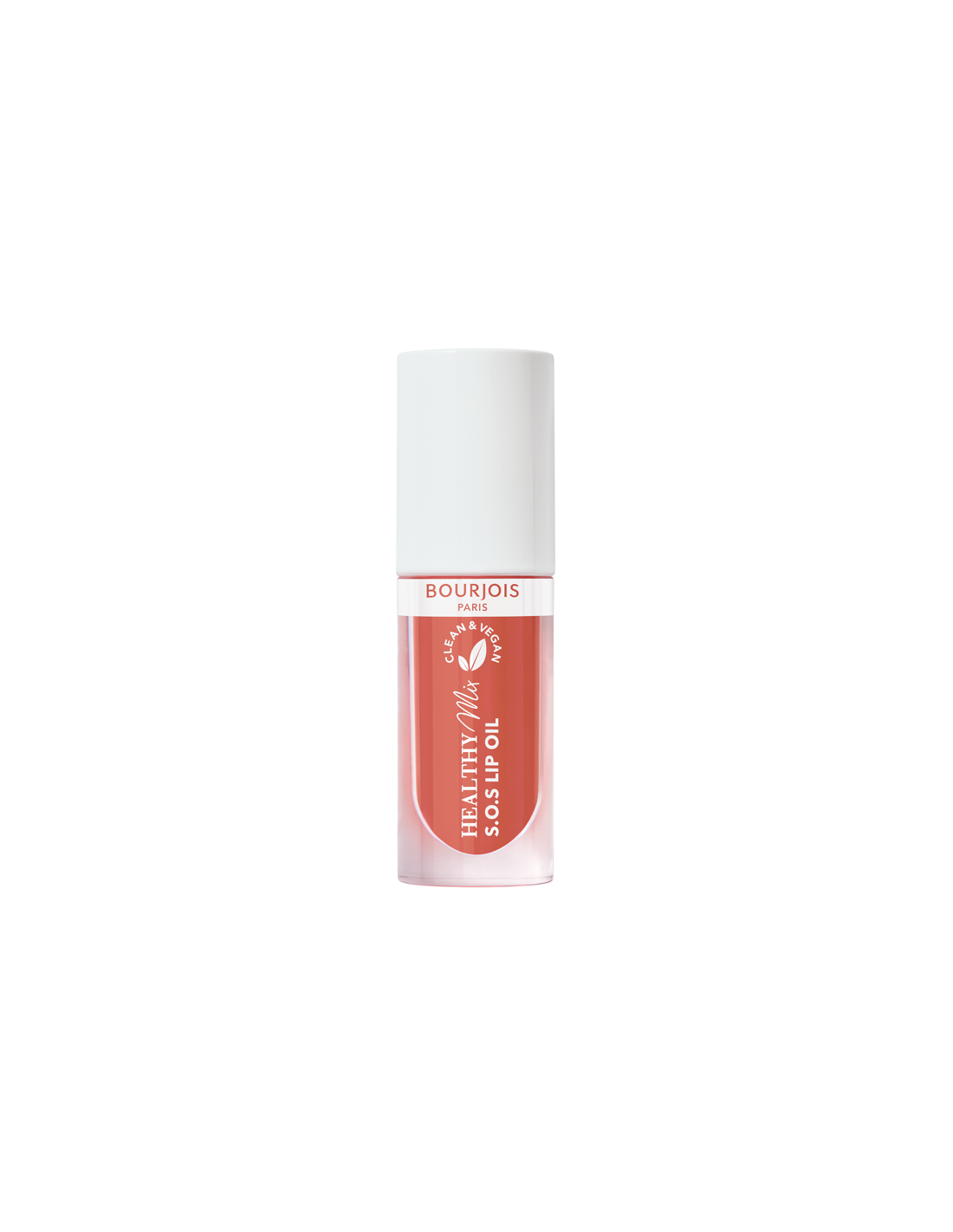 Bourjois Healthy Mix SOS Lip Oil in Coeur Cacao 05, 4.5ml, featuring the product bottle with applicator and label.