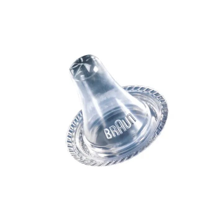 Braun Thermoscan disposable lens filters LF40, 2 packs of 20, compatible with Braun ear thermometers, shown in packaging.