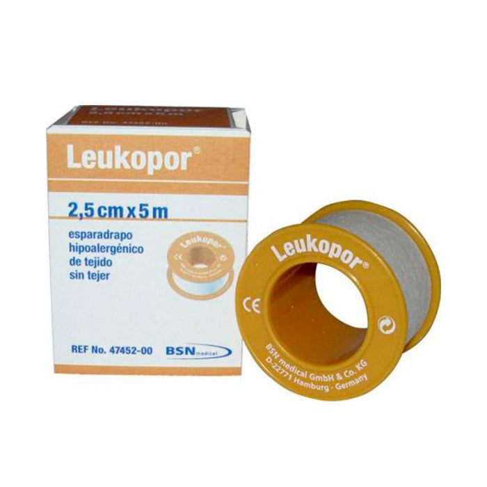 Jag Couture London - New York Leukopor paper medical tape, 5x1.25 cm, used for wound dressing and medical applications.