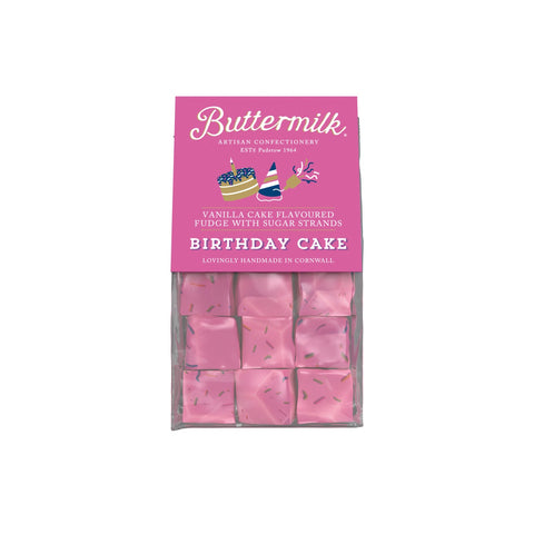 Buttermilk smooth birthday cake fudge in grab bag by Jag Couture London New York, soft creamy texture and festive flavor.