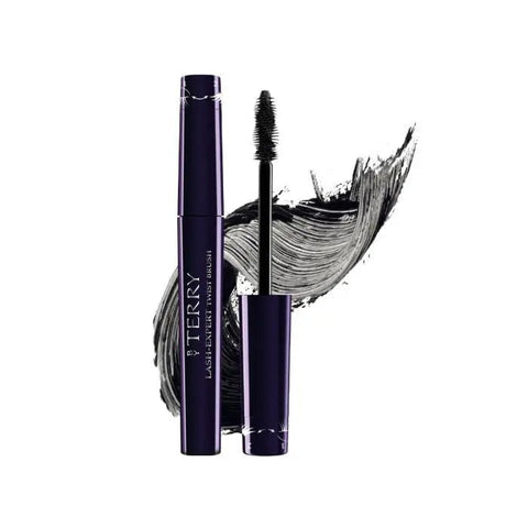 By Terry Lash Expert Twist Brush Mascara in black, showcasing the product with its innovative brush and sleek black packaging