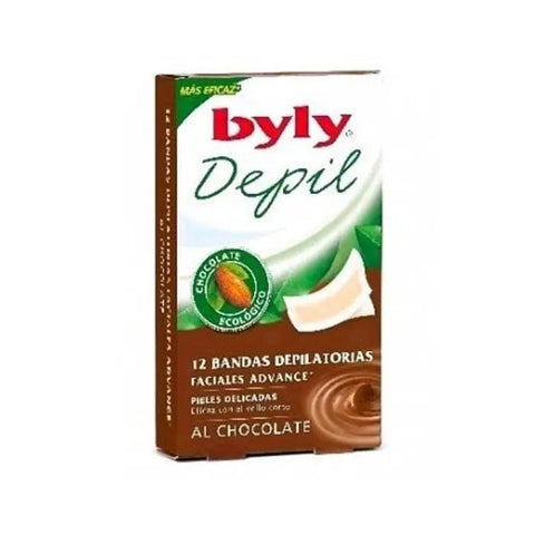 Byly Depil Chocolate Facial Bands in a box, 12 units, designed for facial hair removal by Jag Couture London New York